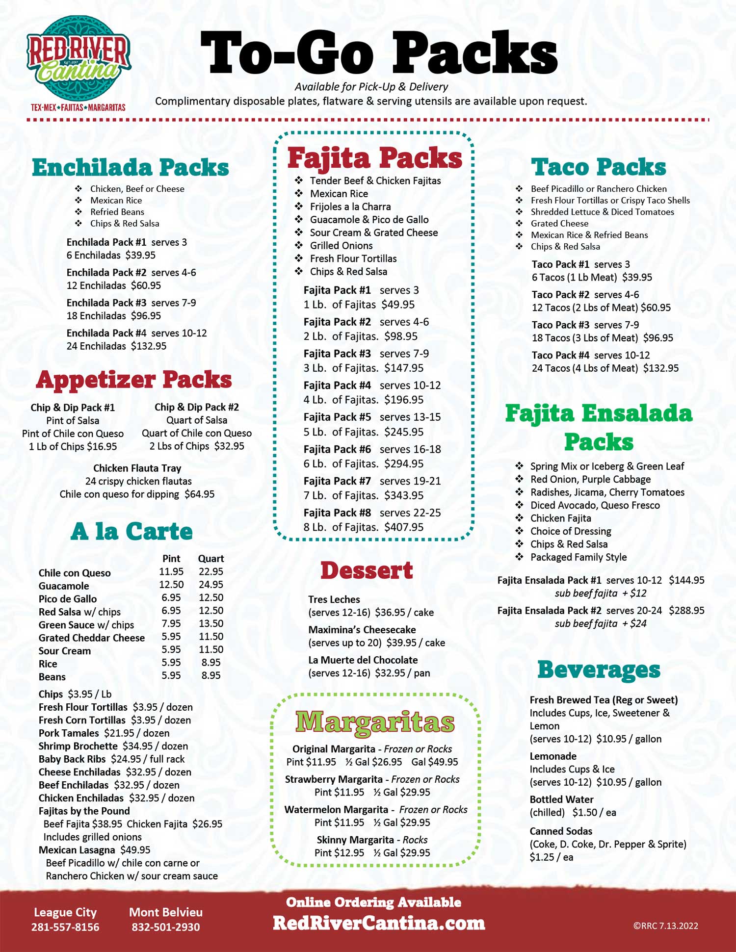 Red River Cantina Catering Menu Page 2