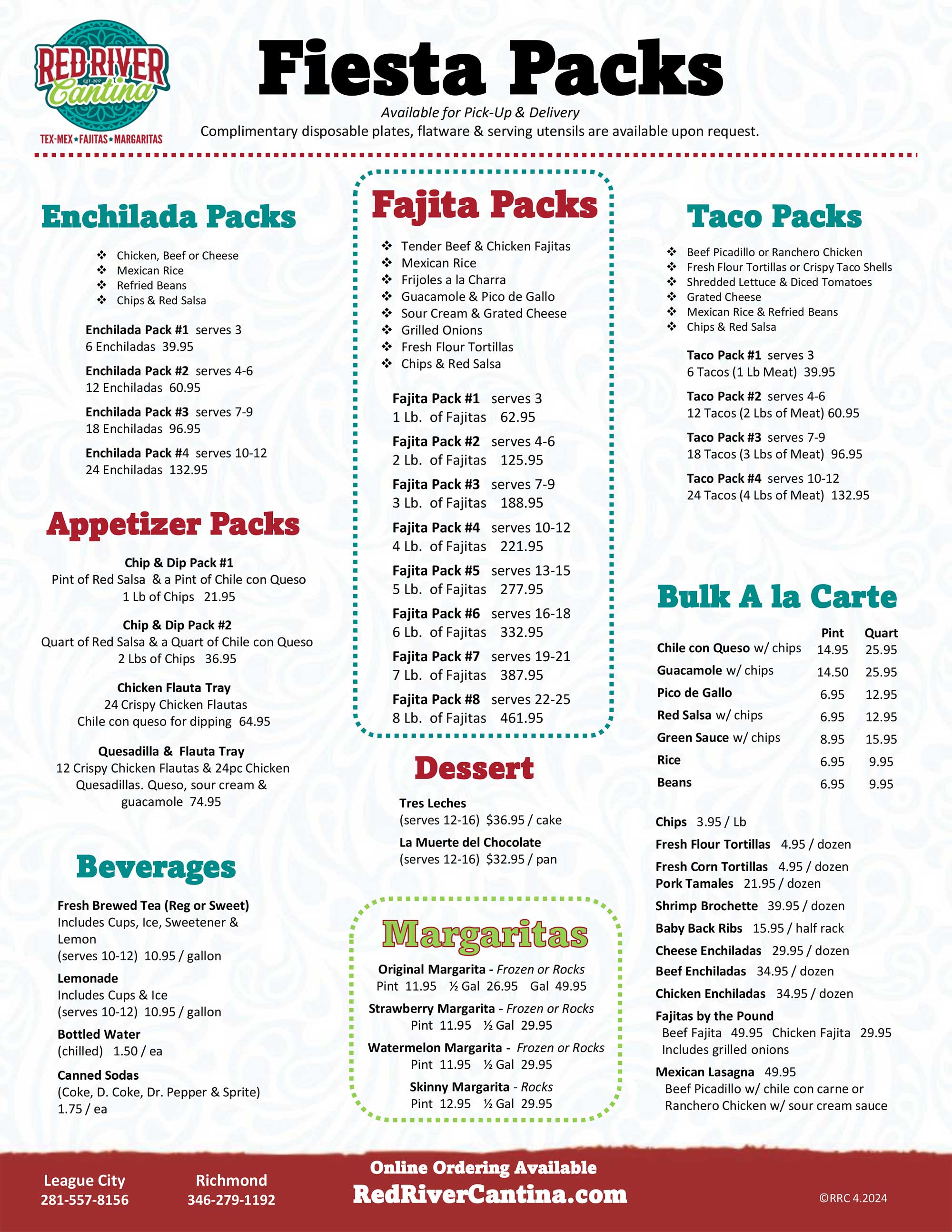 Red River Cantina Catering Menu Page 2