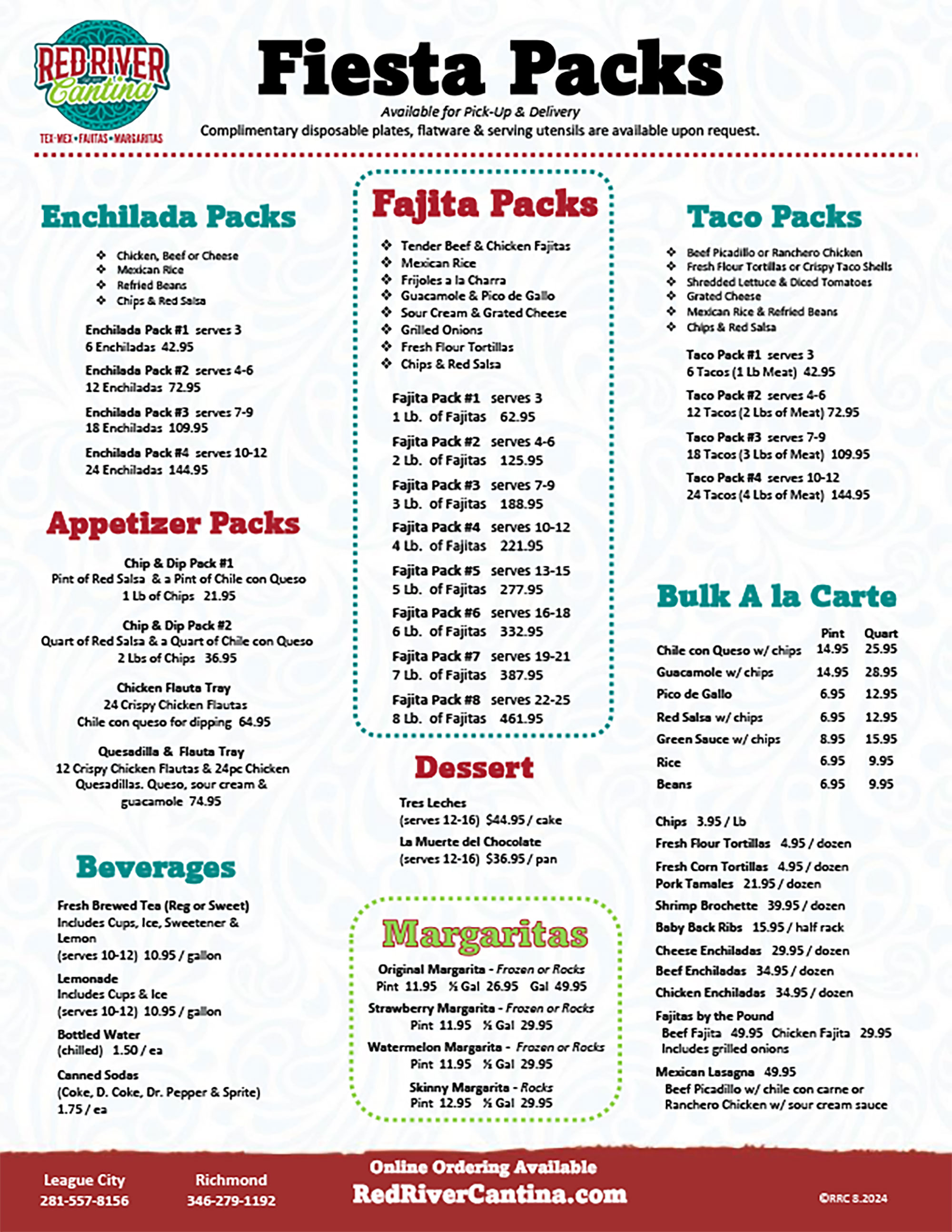 Red River Cantina Catering Menu Page 1