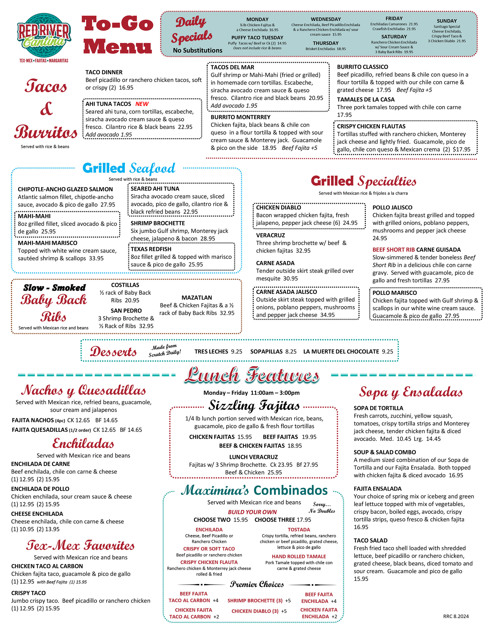 Red River Cantina ToGo Menu page 2