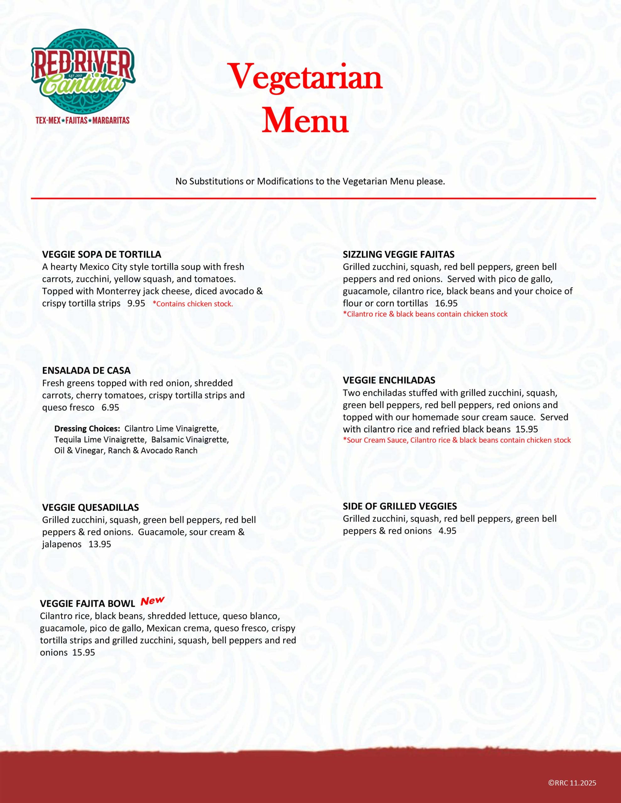 Gluten Free Menu